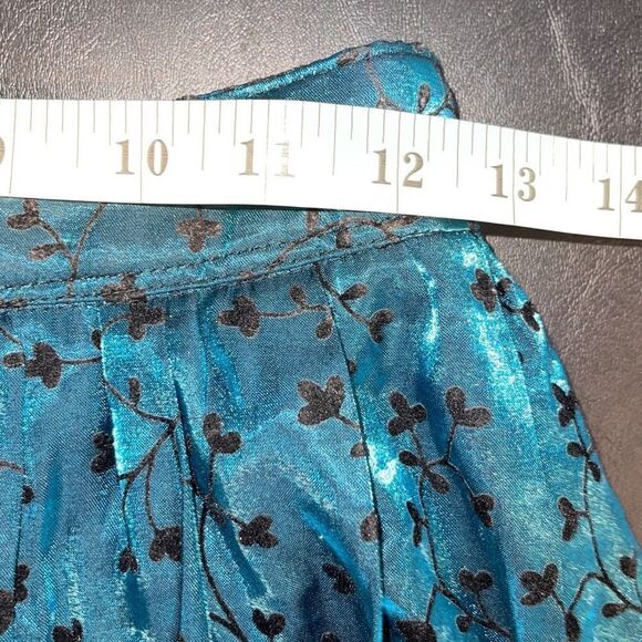 Women's A-Line Skirt Generic Pleated Laced Hemline Hook & Eye Blue Size 2/4 - Picture 7 of 8